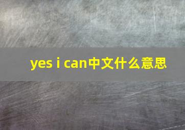 yes i can中文什么意思